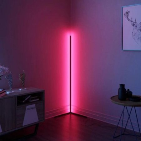 (image for) RGB Corner Floor Lamp Nordic Modern LED Floor Lamp Ambient Light w/ Remote Controller