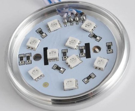 (image for) RGB LED Under Cabinet Lighting Silver Rounded Aluminum Alloy Shell 2W 12VDC Puck Light for Motorhome, Caravan, Truck, Kitchen, Wine Cabinet, Wardrobe