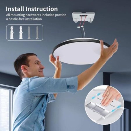 (image for) 2 Pack 24W 12'' Smart RGBCW Ceiling Light Fixtures RGB Color Changing, 2700K-6500K Adjustable with Dimmable Brightness, Compatible with Alexa/Google Home/APP Control WiFi Light for Bedroom/Kid's Room/Party