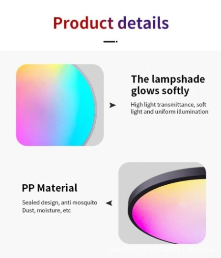 (image for) 2 Pack 24W 12'' Smart RGBCW Ceiling Light Fixtures RGB Color Changing, 2700K-6500K Adjustable with Dimmable Brightness, Compatible with Alexa/Google Home/APP Control WiFi Light for Bedroom/Kid's Room/Party