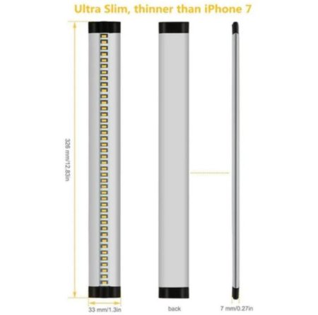 (image for) 3pcs Pack Silver Finish LED Under Cabinet Lighting Kit Dimmable CRI90 Ultra Thin SMD2835 12V 15W 900 Lumens with Dimmer & Power Supply Included