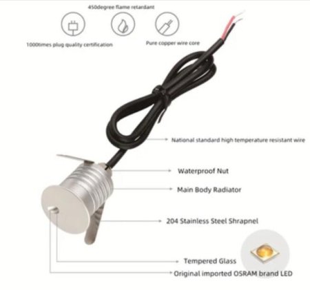 (image for) 8PCS Pack 1W 12-24V DC IP67 LED Step Lights Round/Square Waterproof Dimmable Inground Light Made By 6063 Aluminum LED Wall Corner Light