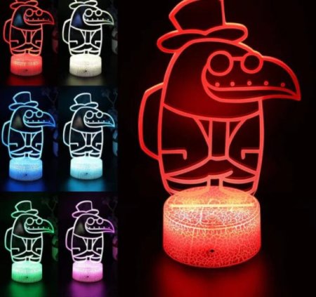 (image for) Among Us Toys 3D LED Multicolor Night Light w/ 16 Colors Remote Touch Switch Adjustable Brightness for Kids Bedroom Decoration