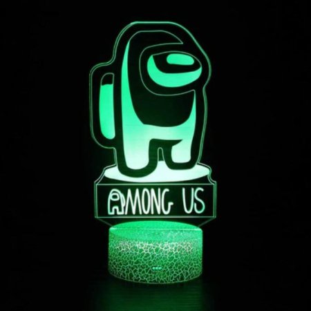 (image for) Among Us Toys 3D LED Multicolor Night Light w/ 16 Colors Remote Touch Switch Adjustable Brightness for Kids Bedroom Decoration