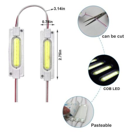 (image for) 20pcs/pack LED Modules String with COB 2W LED 160°Beam DC12V 100LM 2W Module Light Waterproof IP65 with Adhesive Tape Back