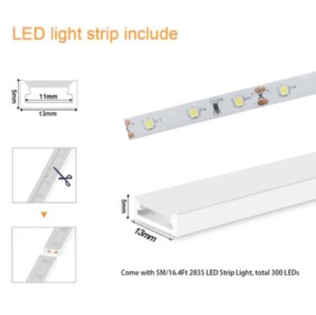 (image for) 16.4ft/5M DC12V 5*13mm LED Waterproof Flexible Silicone Neon LED Strip with 300LED SMD3528 LED Light