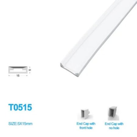 (image for) 1M/5M/10M/20M Pack of T0515 LED Neon Light Housing Kit with End Caps and Mounting Clips, Flexible Neon Channel Fit for 12mm Wide LED Strip Lights