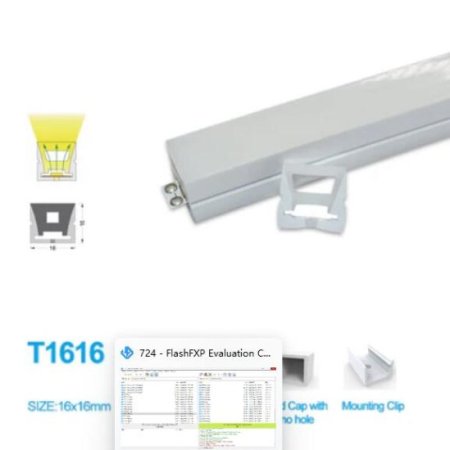 (image for) 1M/5M/10M/20M Pack of T1616 One Face Emitting LED Neon Light Housing Kit with End Caps and Mounting Clips, Flexible Neon Channel Fit for 10/12 Wide LED Strip Lights