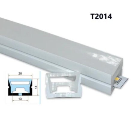(image for) 1M/5M/10M Pack of T2014 LED Neon Light Housing Kit with End Caps and Mounting Clips, Flexible Neon Channel Fit for 12mm Wide LED Strip Lights