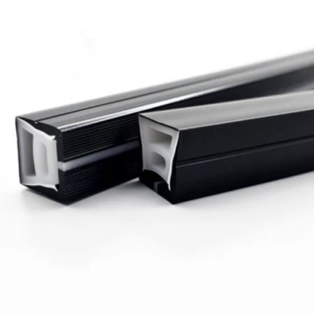 (image for) 16.4FT(5Meters) 20*20mm 120° Top Emitting IP67 Waterproof Flexible Full Black Silicon LED NEON Tube Housing Fit for 12mm Wide LED Strip Light