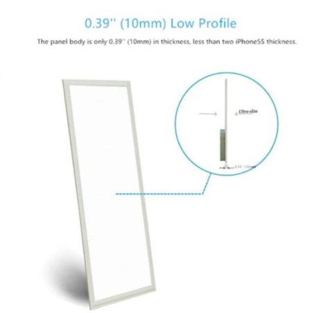 (image for) 1'x4' (295x1195mm) 40W LED Panel Light in 0.39'' (10mm) White Trim Flat Sheet Panel Lighting Board Super Bright Ultra Thin Glare-Free