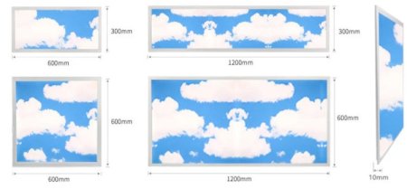(image for) 5 PACK LED Skylight 2x2 FT - 600*600mm 36W 3060LM LED Shop Display Blue Sky LED Flat Panel Light Framed For Ceiling Decoration