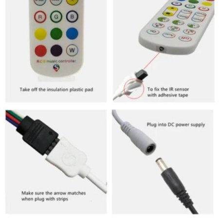 (image for) 5V-24V DC Wireless ELK6ARGB Bluetooth Music Symphony Controller with Two Outputs for RGB Color Changing LED Flexible Strip Lights