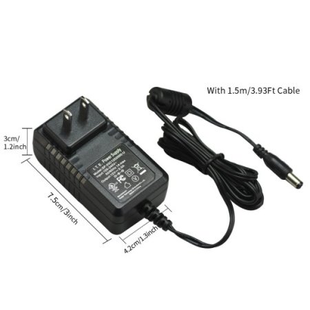 (image for) 12V 2A Power Supply Adapter,AC to DC Transformer 5.5mm x 2.1mm Connector, 24W Regulated Transformer for LED Strip Lights ,CCTV Security Camera DVR NVR,2Pack