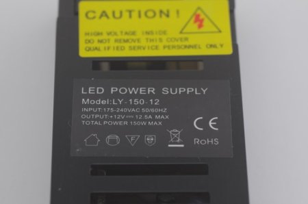 (image for) Black 12V 12.5A LED Power Supply 150 Watt LED Power Supplies For LED Strips LED Lighting