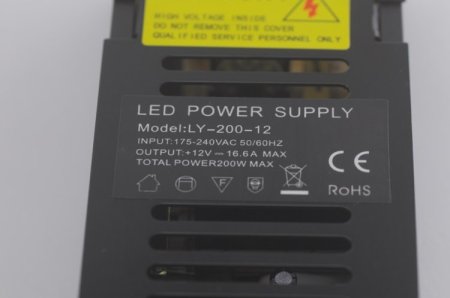 (image for) Black 12V 16.6A LED Power Supply 200 Watt LED Power Supplies For LED Strips LED Lighting