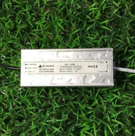 (image for) Waterproof IP67 LED Power Supply 110V AC to 12V DC Driver Transformer 3-Prong Plug 3.3 Feet Cable