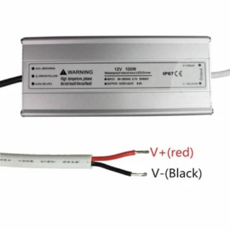 (image for) Waterproof IP67 LED Power Supply 110V AC to 12V DC Driver Transformer 3-Prong Plug 3.3 Feet Cable