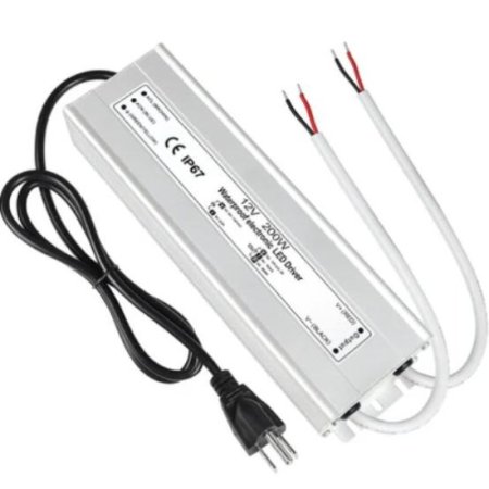 (image for) Waterproof IP67 LED Power Supply 110V AC to 12V DC Driver Transformer 3-Prong Plug 3.3 Feet Cable