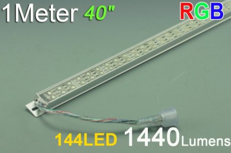 (image for) Double Row 1Meter 39.3inch 12V Superbright Waterproof 5050 RGB Color Changing LED Rigid Strip Bar 144LEDs