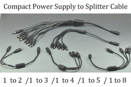 (image for) Compact Power Supply to Splitter Cable LED Light Power Splitter DC 1 to 2 3 4 5 6 8 Adapter