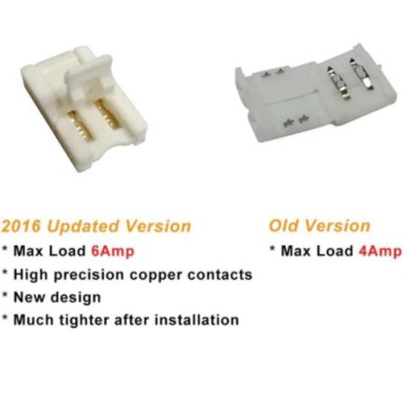 (image for) 10pcs/Pack New LED Strip Connector Solderless Snap Down 2 Pin Strip to Strip Gapless Jumper for 8mm Wide 3528 2835 Single Color Flex LED Strips