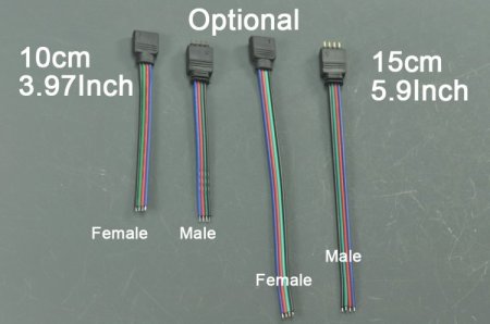 (image for) 4Pins Male Female Connector Cable for 3528 5050 SMD RGB LED light Strip a pair RGB Connect Cord