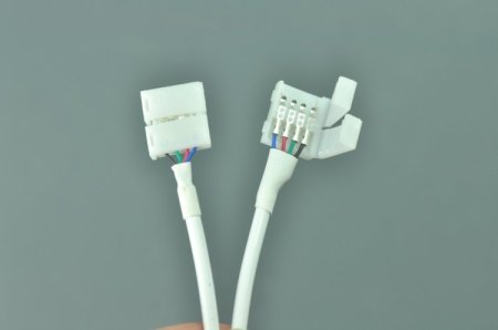 (image for) 10mm 4 Pin Clamp Connector to Male Female 4 Pin Connector for LED RGB Strip IR Remote Controller Connection Cable 16.5cm 6.5Inch