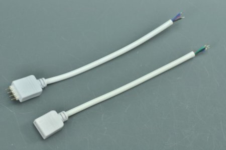 (image for) White 4 Pins RGB Strip Connect Female Male Connector Cable for 5050 3528 5630 RGB LED light Strip with 4 RGB Line 4 Pins 13cm 5.12Inch