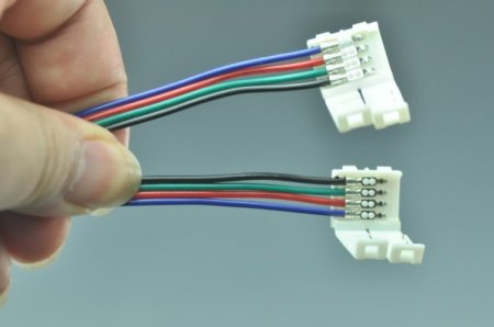 (image for) LED RGB Strip 10mm 4Pin Connector For 3528/5050 Multicolor LED Strip Easy Connect Cord Clip
