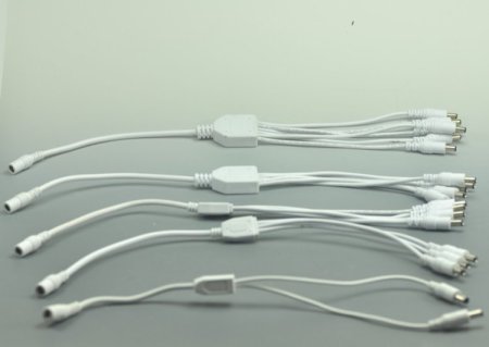 (image for) Compact Power Supply to Splitter White Cable LED Light Power Splitter DC 1 to 2 3 4 5 6 Adapter