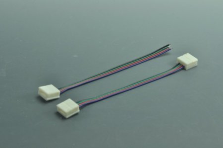 (image for) Waterproof LED RGB Strip 10mm 4Pin Connector For 3528/5050 Multicolor LED Strip Easy Connect Cord Clip