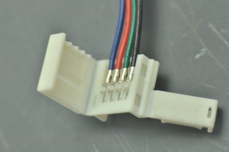 (image for) Waterproof LED RGB Strip 10mm 4Pin Connector For 3528/5050 Multicolor LED Strip Easy Connect Cord Clip
