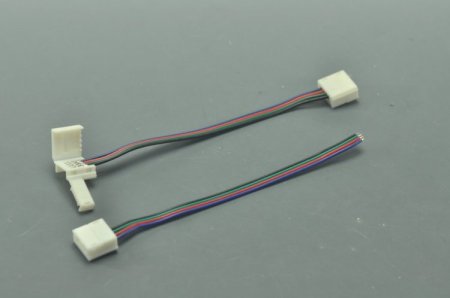 (image for) Waterproof LED RGB Strip 10mm 4Pin Connector For 3528/5050 Multicolor LED Strip Easy Connect Cord Clip
