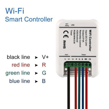 (image for) 12V Wifi Android LED Strip RGB RGBW Controller With Remote 5 Channels Control By Phone
