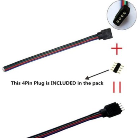 (image for) 10pcs Pack RGB LED Light Strips Connector with 4Pin plug RGB LED Strip Connector Cable for SMD 5050/3528 RGB LED Strip light - 15cm/6 Inch