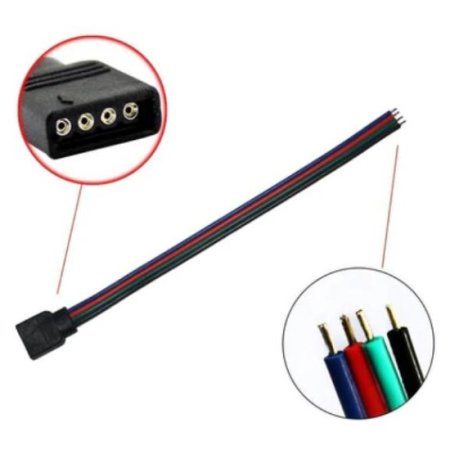 (image for) 10pcs Pack RGB LED Light Strips Connector with 4Pin plug RGB LED Strip Connector Cable for SMD 5050/3528 RGB LED Strip light - 15cm/6 Inch