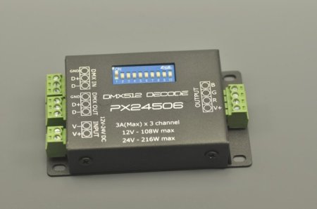 (image for) PX24506 DMX 512 Decoder Driver 9A DMX 512 Amplifier 12V~24V RGB LED Light