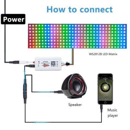 (image for) WS2812B Music sync Bluetooth APP Controller For WS2811 SK6812 SK6812 RGBW APA102 LPD8806 Dream color LED Strip Light DC 5-24V