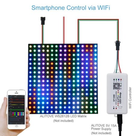 (image for) SP108E Wireless Bluetooth Controller APP WS2811 WS2812B WS2801 SK6812 APA102 Individually Addressable Programmable LED Strip Pixel Module Panel Light DC5V-24V for IOS/Android