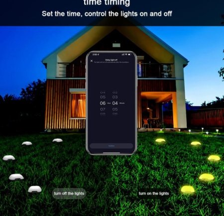(image for) Outdoor Ground Lights 15 Bulbs 32.8FT Smart RGB+IC Pathway Lights, APP Controlled Waterproof RGB Landscape Lighting Work with Alexa