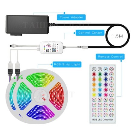 (image for) 32.8FT (10Meters) with 300LEDs RGB Color Changing LED Strip Light WiFi APP Controlled Compatible with Alex Google Voice Controlled LED Strip Light Kit
