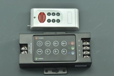 (image for) Black Steel LED 8 Key RGB Controller with RF Remote for RGB Strip Light 4A/Channel