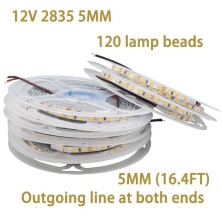 (image for) 12V 2835LED 5MM STRIP LIGHT 120LEDS/METER 12V2835 LOW VOLTAGE HIGH BRIGHTNESS STRIP LIGHT 5M (16.4FT) 600LEDS 2835STRIP LIGHTSS