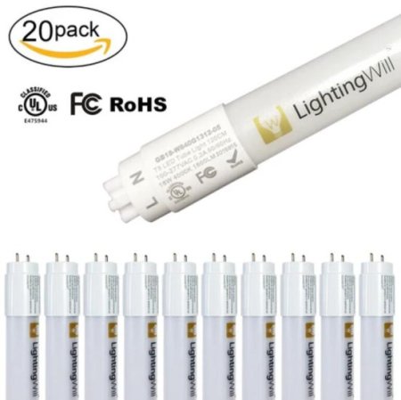 (image for) 4FT(120cm) LED T8 Tube 18W 1800LM 100-277VAC, Ballast By-Pass, UL CUL All-Plastic LED Tube