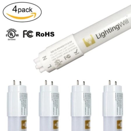 (image for) 4FT(120cm) LED T8 Tube 18W 1800LM 100-277VAC, Ballast By-Pass, UL CUL All-Plastic LED Tube