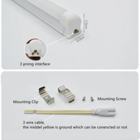 (image for) 10Pcs Pack 2FT/3FT/4FT/5FT Line Voltage 110/220V AC T8 LED Tube Light w/ Milky White Cover