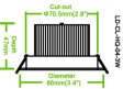 (image for) 3W CL-HQ-04-3W LED Down Light Cut-out 70.5mm Diameter 3.4" Gray Recessed Dimmable/Non-Dimmable LED Down Light