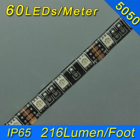 (image for) Free Cutting 1meter-5meter RGB Flexible Waterproof LED Strip 12V SMD5050 Multicolor Strip Light 5 meter(16.4ft) 300LEDs