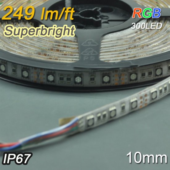 (image for) Brightest RGB 12V LED Strip SMD5050 Flexible Multicolor Strip Light 5 meter(16.4ft) 300LEDs